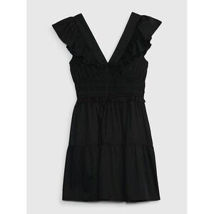 GAP‎ Black Smocked Tiered Ruffle V Neck Mini Dress Women Size M